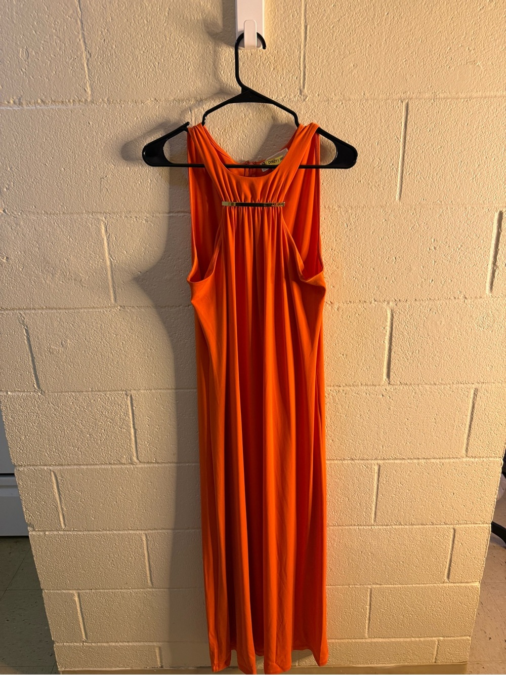 Michael Kors Vibrant Orange Sleeveless Maxi Dress with Gold Accent